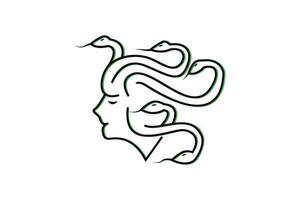 medusa logo. Natural Beautiful woman's face snakes Line art logo for beauty salon vector