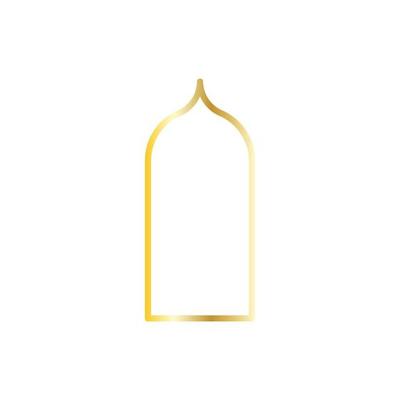 arabic window on gold. Mosque frame vector illustration