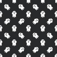 Halloween festive cute ghost zig zag seamless pattern on dark background. vector