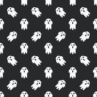 Halloween festive cute ghost zig zag seamless pattern on dark background. vector