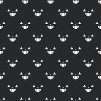 Halloween festive smile spooky faces seamless pattern in the dark background. vector