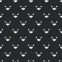 Halloween festive smile spooky faces seamless pattern in the dark background. vector