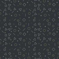 Abstract colorful circle and cross shapes seamless pattern with white geometric on black background. vector