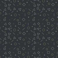 Abstract colorful circle and cross shapes seamless pattern with white geometric on black background. vector