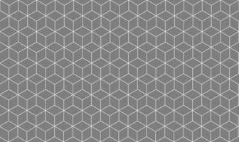 Abstract isometric cubs box seamless pattern with white lines grid and grey color background. vector