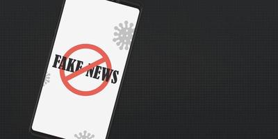 COVID-19 fake news ban on social media concept, black pattern background and copy space. vector