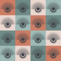 Ethnic tribal sun and moon shape Morocco color style checkered pattern seamless background. Use for fabric, textile, interior decoration elements, wrapping. vector