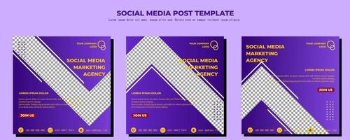 Purple Vector Social Media Post Template, vector art illustration and text