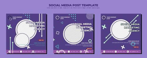 Purple Vector Social Media Post Template, vector art illustration and text