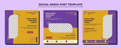 Yellow and Purple Vector Social Media Post Template, vector art illustration and text, Simple and Elegant Design Full Color