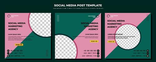 Green and Pink Vector Social Media Post Template, vector art illustration and text, Simple Design