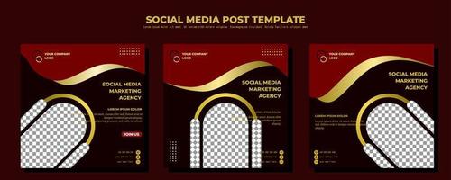 Red Gold Vector Social Media Post Template, vector art illustration and text, Simple and Elegant Design