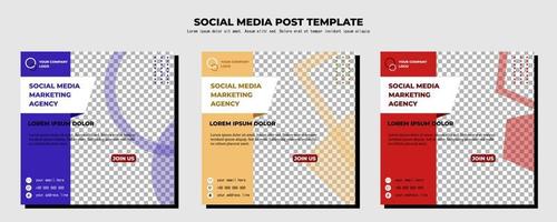 Purple Yellow and Red Vector Social Media Post Template, vector art illustration and text, Simple Design
