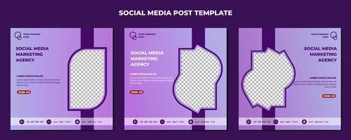 Purple Vector Social Media Post Template, vector art illustration and text