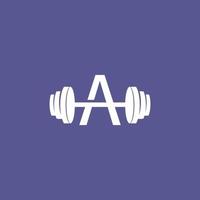 Letter A fitness Gym logo design template. barbell and dumbbell icon. Vector art illustration