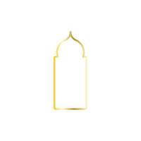 arabic window on gold. Mosque frame vector illustration