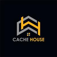 logotipo de la casa de caché logotipo de la letra c y h del estilo del frente de la casa simple vector