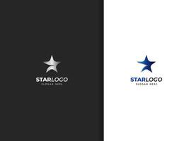 Star logo design, silver and blue color vector