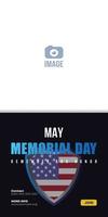 Memorial Day - Banner remember and honor. United States Memorial Day. American national holiday. Vertical and background of the USA flag emblem vector