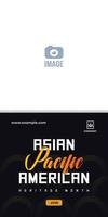 Asian American and Pacific Islander Heritage Month. Vector banner for ads, social media, card, poster, flyer. Illustration with text, ornament. Black background, sign