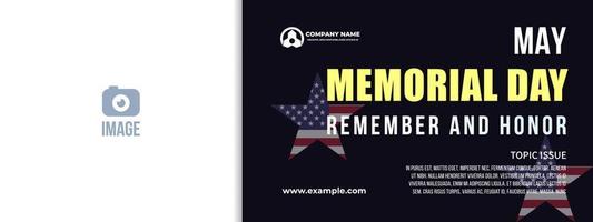 Memorial Day - Banner remember and honor. United States Memorial Day. American national holiday. Star frame flag illustration