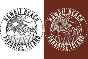 Hawaii Beach Paradise Island T-shirt Design vector