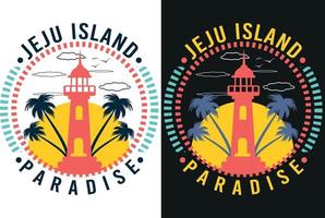 diseño de camiseta del paraíso de la isla de jeju vector