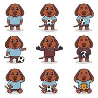 ilustración vectorial de personajes de perros jugando al fútbol vector