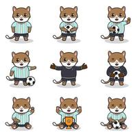 ilustración vectorial de personajes de gatos jugando al fútbol vector