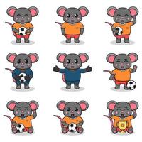 ilustración vectorial de personajes de ratón jugando al fútbol. vector