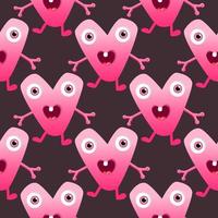 Kids monster vector pattern with cute eyes, tongue, tooth fang