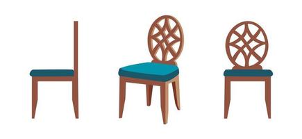 A set of cartoon chair on different view. vector