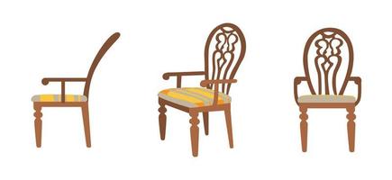 A set of cartoon chair on different view. vector