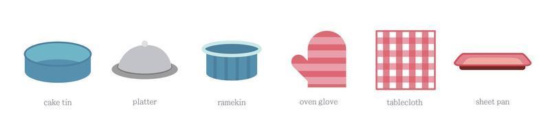 kitchenware icons set vector