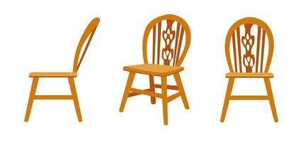 A set of cartoon chair on different view. vector