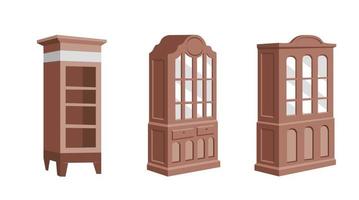 Vector set of cabinets isolated on white background.