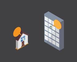 hybrid workplace with employees working from home and working from office vector
