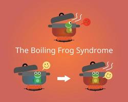 The boiling frog theory to describe a frog being slowly boiled alive vector