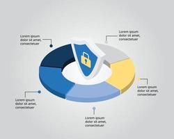 plantilla de seguridad para infografía para presentación de 5 elementos vector