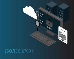 iso27001 Information security management to keep information assets secure vector