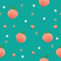 cute peach with flower seamless pattern for fabric print vector