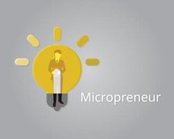 micropreneur is someone who starts and manages a very small business, They aren't interested in growth and are attracted to the idea of staying small. vector