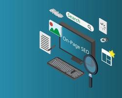 On-page SEO focuses on optimizing parts of your website that are within your control vector