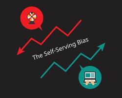 self-serving bias is the habit of a person taking credit for positive events or outcomes, but blaming outside factors for negative events vector