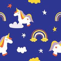 cute unicorn with star seamless background for fabric pattern vector