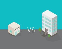 small company compare to large company to show the different and which one you prefer vector