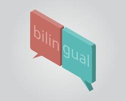 educación bilingüe o aprendizaje bilingüe para que aprendas diferentes idiomas vector