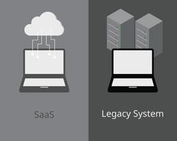 SaaS software as a service VS Legacy system vector