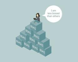 The bias blind spot is the cognitive bias which has tendency of people to see themselves as less biased than others vector