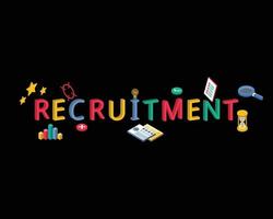 isometric Recruitment word with recruitment icon vector